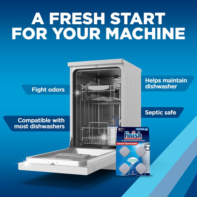 Finish Dishwasher Cleaner Tablets, Deep Cleans Hidden Grease & Grime,