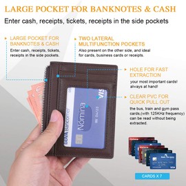 Flintronic Small Wallet, Leather, Business Card Holder with Coin Pocket & RFID Protection, Small Thin Practical Wallet / Coin Purse