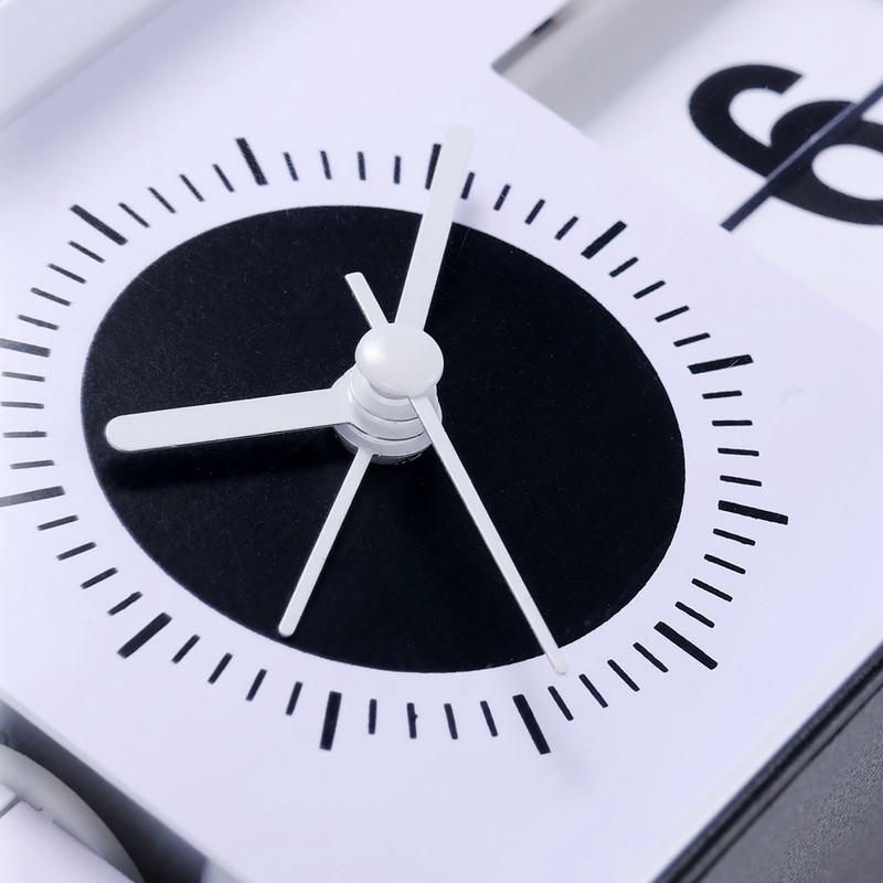 Manual Flip Alarm Clock Simple Silent Modern Calendar Function Desktop