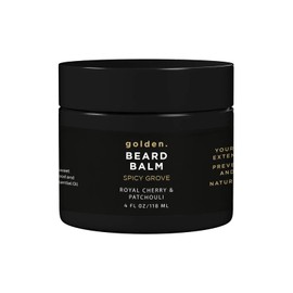 Golden Grooming Beard Balm | Unique Masculine Scent | Shea Butter for Beard Growth | Tames, Moisturizes & Styles – Spicy Grove, 4oz