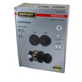 Defiant Hartford Aged Bronze Front Door Knob Combo Pack Double Cylinder Deadbolt