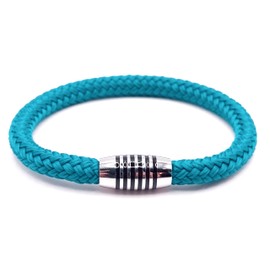 Bracelet "Aqua" made of colour-intensive paracord sailing rope with black enamelled stainless steel magnetic clasp., Nylon