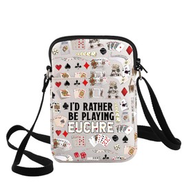 WZMPA Funny Euchre Crossbody Bag Euchre Game Lover Gift I'd Rather be Playing Euchre Shoulder Bag Euchre Game Merch (Playing Euchre CB)