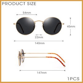 SAIIURV Round Vintage Polarized Sunglasses, Classic Retro Polarized Sun Glasses, Vintage Eyewear UV400 Protection, Metal Frame Sunglasses for Golf Cycling Sports Fishing Driving Travel (Black, Gold)