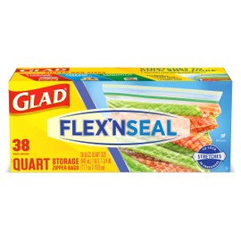 Glad FLEXN SEAL Food Storage Plastic Bags - Quart - 38 count