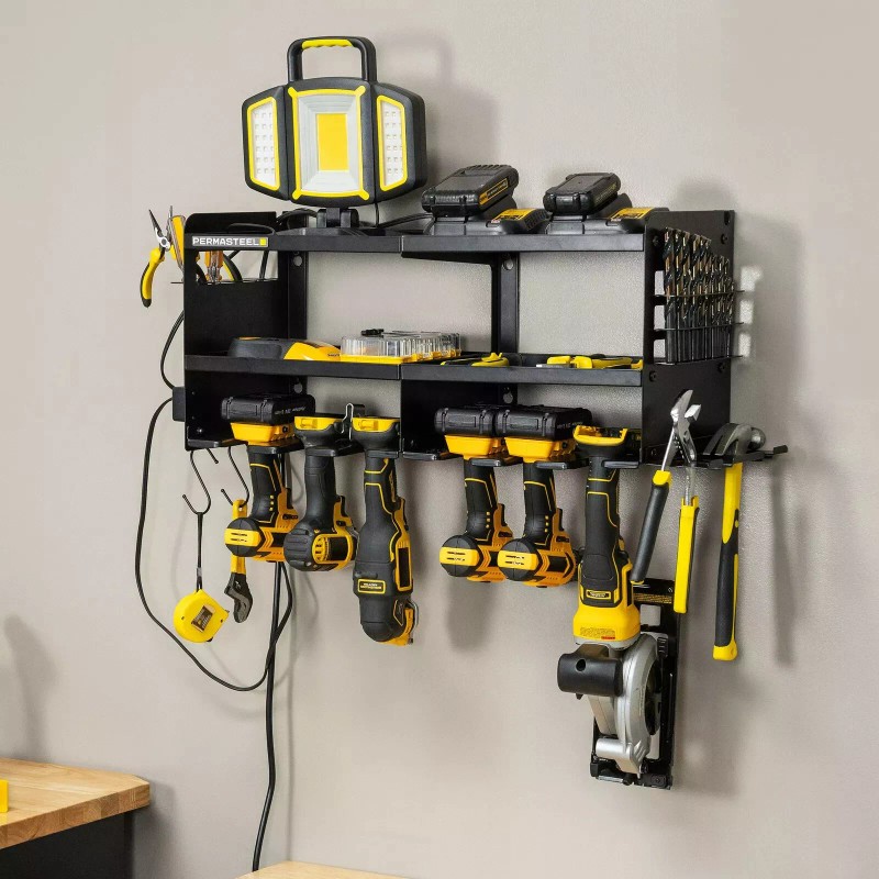 Permasteel 24.6″ 6-Bay Heavy Duty Wall Mounted Power Tool Organizer
