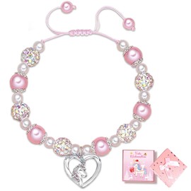 Unicorn Bracelet Girls, Jewellery Bracelets with Adjustable Braided Rope, Advent Calendar Filling Girls, Small Items for Advent Calendar Children, Unicorn Christmas Gifts for Girls, Zinc