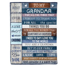 Grandma Gifts from Grandkids, Christmas Birthday Gifts for Grandma Soft Fleece Blanket, Grandma Gifts for Christmas from Granddaughter Throw Blanket 60x50inch(Blue Brown)