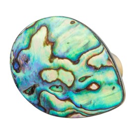 Amogeeli 4pcs Abalone Shell Brass Cabinet Knobs Set with Screws, Decorative Sea Shell Stone Dresser Pull Handle Knob for Drawer Closet Cupboard