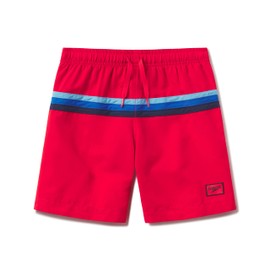 Speedo Boys Boy's Mid Length Redondo Solid Swim Trunks, High Risk Red, Medium US