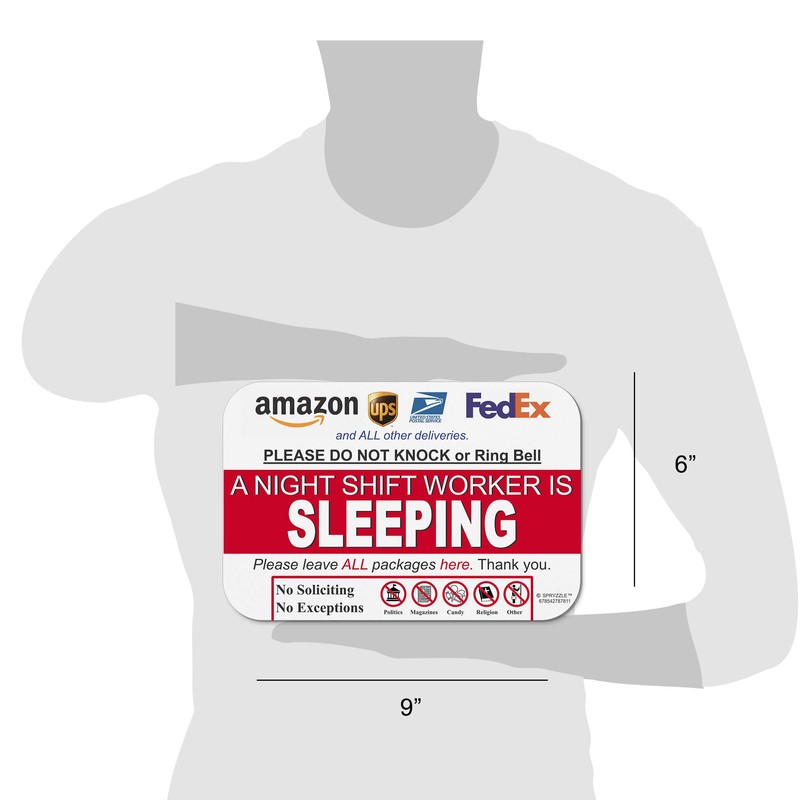 Night Shift Worker Sleeping Sign - Leave Package Sign Do