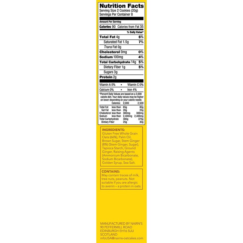 Nairn's Gluten Free Stem Ginger Oat Grahams, 3 Packs/5.64 oz