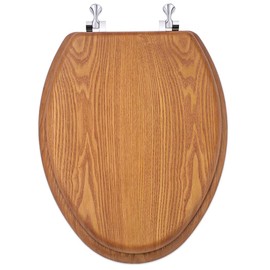 Elongated Wood Toilet Seat, Wooden Toilet Seats with Natural Wood Veneer, Zinc Alloy Metal Hinges with 304 Stainless Steel Bolt (Wood)