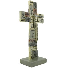 Inspirational Cross with Base | Beautiful Christian Home and Office Decor | Words of Encouragement | Comforting Spiritual Phrases