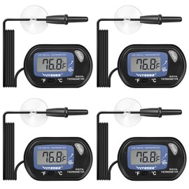 VIVOSUN 4-Pack LCD Digital Aquarium Thermometer Fish Tank Water Terrarium Temperature with Suction Cup for Turtle