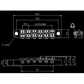 Sung-il Guitar Parts Tune-o-matic BRIDGE Tuneomatic - w/ Large Post & Bushing - BLACK