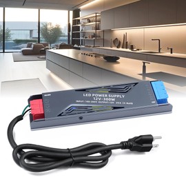 BRIMETI LED Transformer 12V 300W, 25A, AC 120V to 12V DC, Low Voltage Switching Converter, Constant Voltage, Ultra Slim Adapter for LED Strip Light, Cabinet Lights