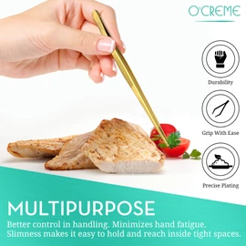O'Creme Culinary Stainless Steel Tweezer Tongs Set of 2 - One 10 Inch Straight and One 8 Inch Offset (Silver)