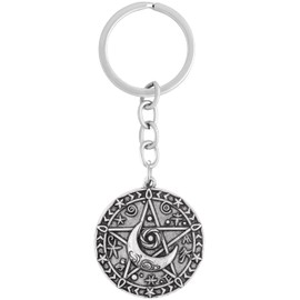 HAQUIL Occult Symbols Wicca Pentagram Pendant Keychain Moon Pentagram Circular Charm Gothic Keychain