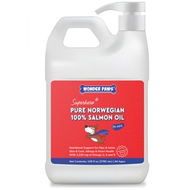 Premium Salmon Oil for Dogs– Pure Norwegian Salmon Oil High in Omega 3 EPA & DHA -Powerful Fish Oil for Dogs Skin & Coat, Hip & Joints, Allergies & Itchy Skin – Omega 3 Fish Oil for Dogs-128oz Liquid