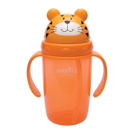 Evenflo Vaso Entrenador con Popote, 325ml, Libre de BPA, Diseños Divertidos de Tigre, Rana y Búho, 1 Pieza