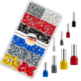 CrimpWERK 1200 Piece Wire End Ferrules Set [0.50-10 mm²] - Insulated & Uninsulated Wire End Ferrules - Cable Lugs for Crimping Pliers - Wire End Ferrules Assortment for Electricians (ADE-CW)