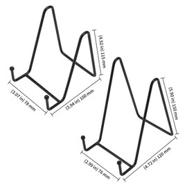 KEILEOHO 8 PCS 2 Sizes Display Plate Stands, 6 Inch and 4.5 Inch Black Wire Metal Plate Holder Easel for Display, Photo, Pictures