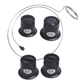 VICASKY Portable Jeweler Loupe with Clip Magnifier Glasses Ergonomic Design for Watch Repair Circuit Board Inspection Coin and Stamp Collecting Four Craft Magnifying Glass Kit Random Color