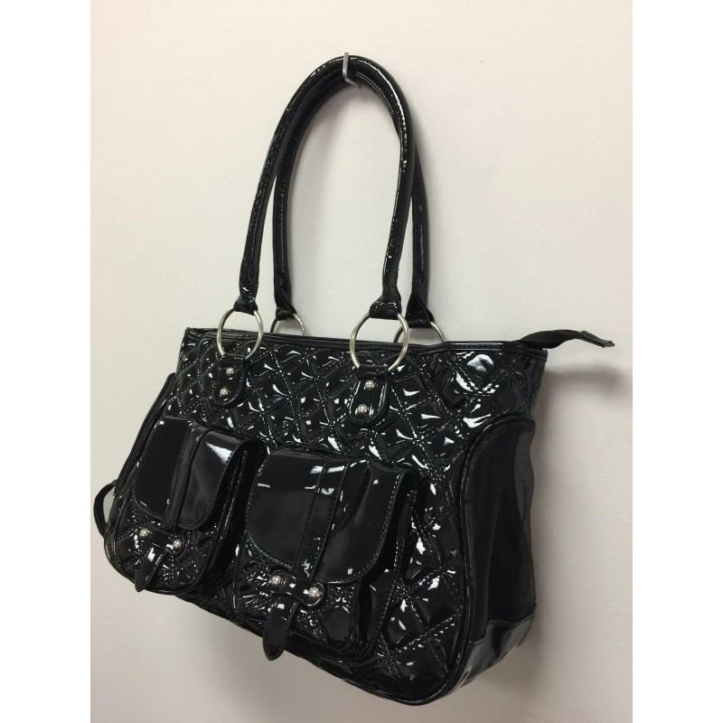 Mcage New Faux Leather Trim Purse Stylish Buckle Accents Pet