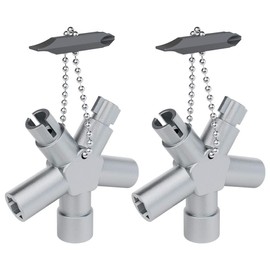 ABSINA Universal Key with 6 Profiles, Pack of 2, Triangular Key, Square Key, Control Cabinet Key, Square Triangular Construction Key, Universal Key for Barrier Systems