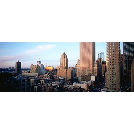 Walls 360 Peel & Stick City Skyline Wall Mural: Atlanta High Angle View Buildings and Clouds (36 in x 12 in)