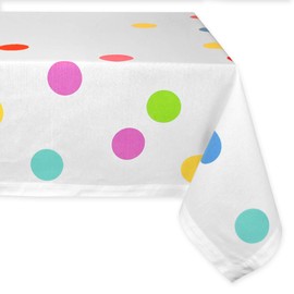 DII 100% Cotton, Machine Washable, Dinner, Summer & Picnic Tablecloth,60 x 84, Birthday Confetti, Seats 6 to 8 People