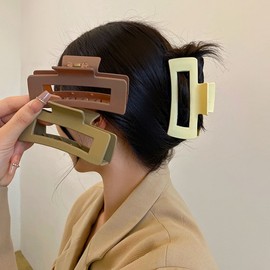 Women's Luxury Hairpin Grab Clip Shark Clip Hair Accessory F1066 Beige- 10ea