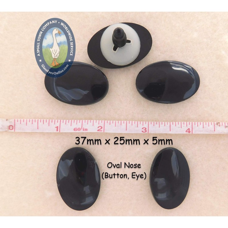 Oval Safety Noses Buttons Eyes 6 Pieces (Black, 27mm)
