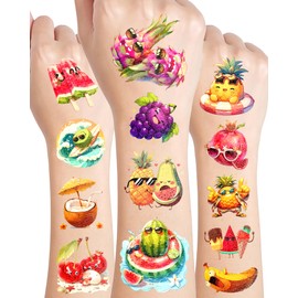 184 Pieces Fruit Temporary Tattoos Stickers,20 Sheets Fruit Themed Tattoos Stickers Party Decoration favors for Kids Girl Boys Birthday Baby Bridal Shower