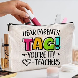 QGFM Funny Teacher Makeup Bag, Teacher Appreciation Gifts, Travel, Gym, Multicolor, Scratch Resistant, Cosmetic Bags, Makeup Bag
