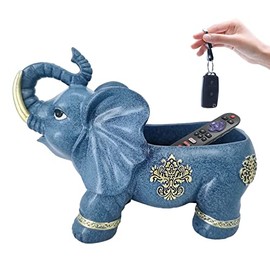 JORAE Elephant Statue Fun Candy Dish Key Bowl Home Decor Table Figurine Sundries Container Trinket Storage Organizer Box Desk Bar Office Sculpture, 7.8" H, Polyresin