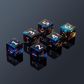Yourandoll 6pcs Polyhedral Dice D6 Dice 6-Sided Resin Dice for Dungeons and Dragons, DND, TRPG, MTG Dice and More Table Games (Green Black)