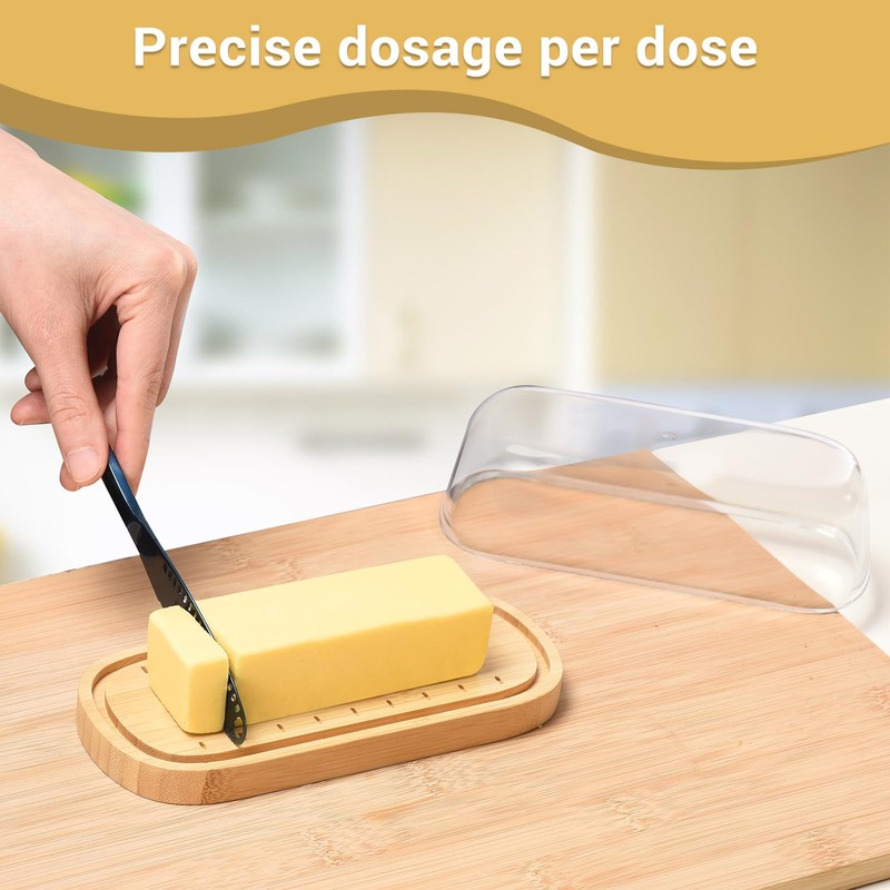 HEKEIEON ,Butter Dish with Lid, Bamboo Butter Holder, Butter Container