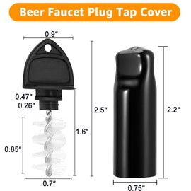 Beer Faucet Cap Keg Tap Brush, 4Pcs Beer Tap Plugs & 4Pcs Kegerator Tap Cover for Most Standard American Beer Faucets