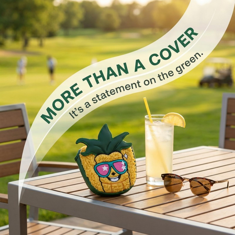 Golf Mallet Putter Cover, Pineapple Design with Sunglasses, Magnetic Closure