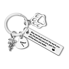 Dabihu Veterinarian Appreciation Gifts Vet Tech Thank You Keychain A Initial Letter Keychain Veterinary Student Graduation Gift