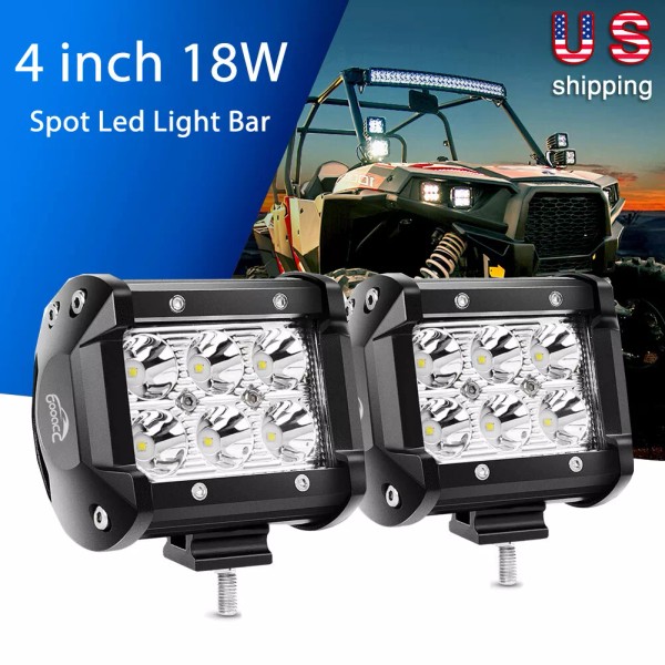 GOOACC 2PCS 4"Inch Led Light Bar Spot Driving Fog Lights