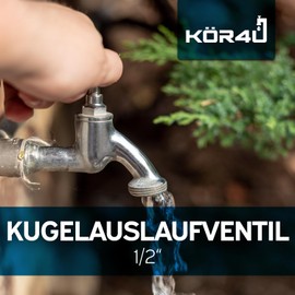 kör4u Outlet Valve Matte Chrome-Plated 1/2 Inch Brass with Hose Fitting Tap Suitable for Indoor and Outdoor Use (Outlet Valve 1/2 Inch)
