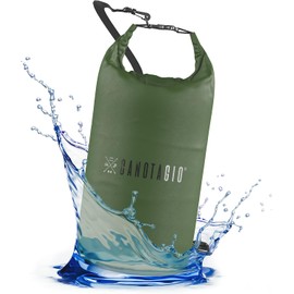 Canotagio Bolsa Impermeable. Mochila a Prueba de Agua para Senderismo y Deportes Acuáticos. Bolsa Seca Disponible en 5, 10, 20 y 30 Litros. Dry Bag. Waterproof Bag Backpack (Verde Militar, 5 Lts)