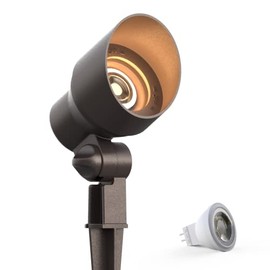 GOODSMANN Low Voltage Landscape Lights Landscape Floodlights Spotlights 3W LED 200 Lumen with Replaceable Bulb 12V AC with Metal Stake Cable Connector 9121-16503-01A