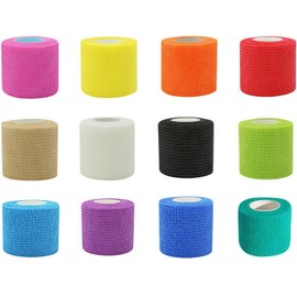 Zhenghebuy Selbsthaftende Bandage,12 Rollen Verband Selbstklebend,Elastisch Kohäsive Bandage 5cmx 4,5 m,Elastische Binde,Sportlicher Wickel für Stretch Athletic Sports Handgelenk Knöchel Pet