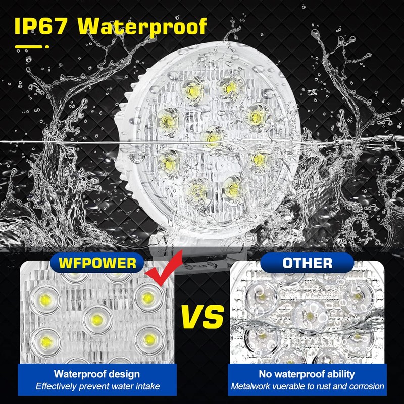 WFPOWER Boat Light 2 Pack, LED Marine Spotlights Waterproof, Deck