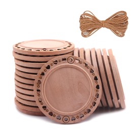 CBCMY Natural Wood Slices 40 Pcs 2.36inches Craft Unfinished Wood kit Predrilled with Hole Wooden Circles for Arts Wood Slices Christmas Ornaments DIY Crafts