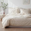 BISELINA French Linen Duvet Cover Set 3pcs Embroidered Willow Leaf